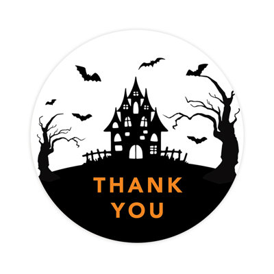 Autocollants d'Halloween «Thank You Spooky Haunted House»