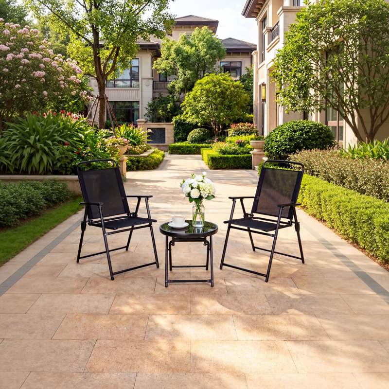 Patio Bistro Set, Folding Outdoor Patio Furniture Sets, 3 Piece Patio Set Of Foldable Patio Table And Chairs