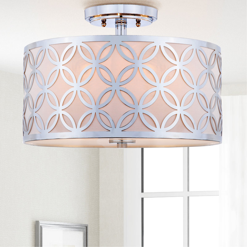 Ruthann Fabric Semi Flush Mount, Silver, 40W
