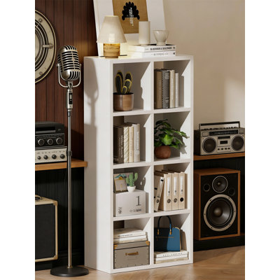 8-Cube Storage Organizer, Fits 11" Bins, Stackable, Vertical/Horizontal Use, White, For Living Room, Hallway