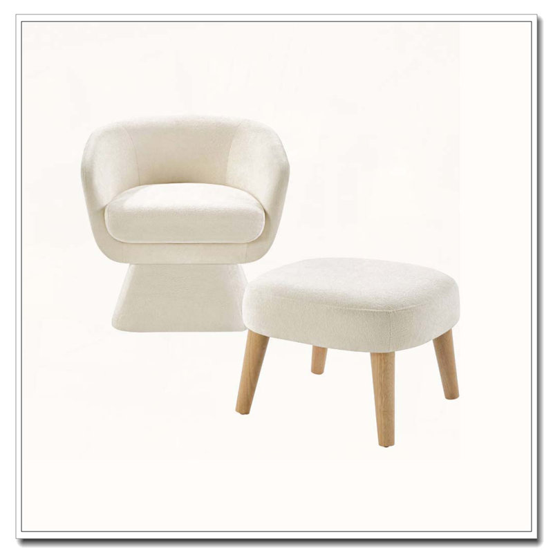 Chaise de loisir rembourrée avec repose-pieds, Blanc