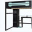 Lit mezzanine double en bois avec bureau, rangement, lumières à DEL RVB et station de charge USB, lit mezzanine bleu avec garde-robe pour chambre à coucher