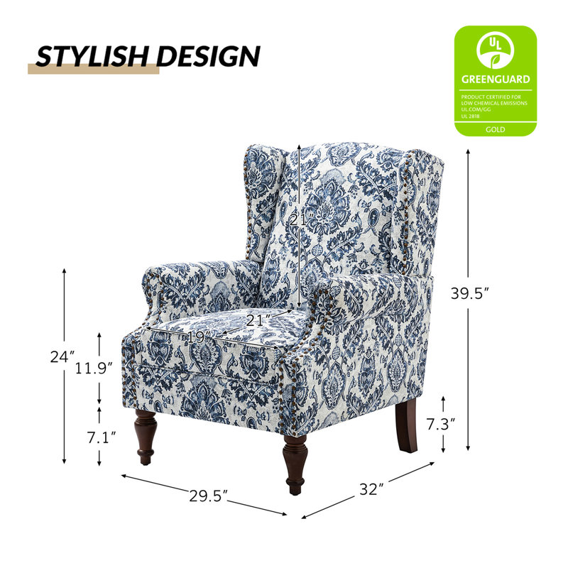 Fauteuil d'appoint à oreilles Anndi, Polyester marine