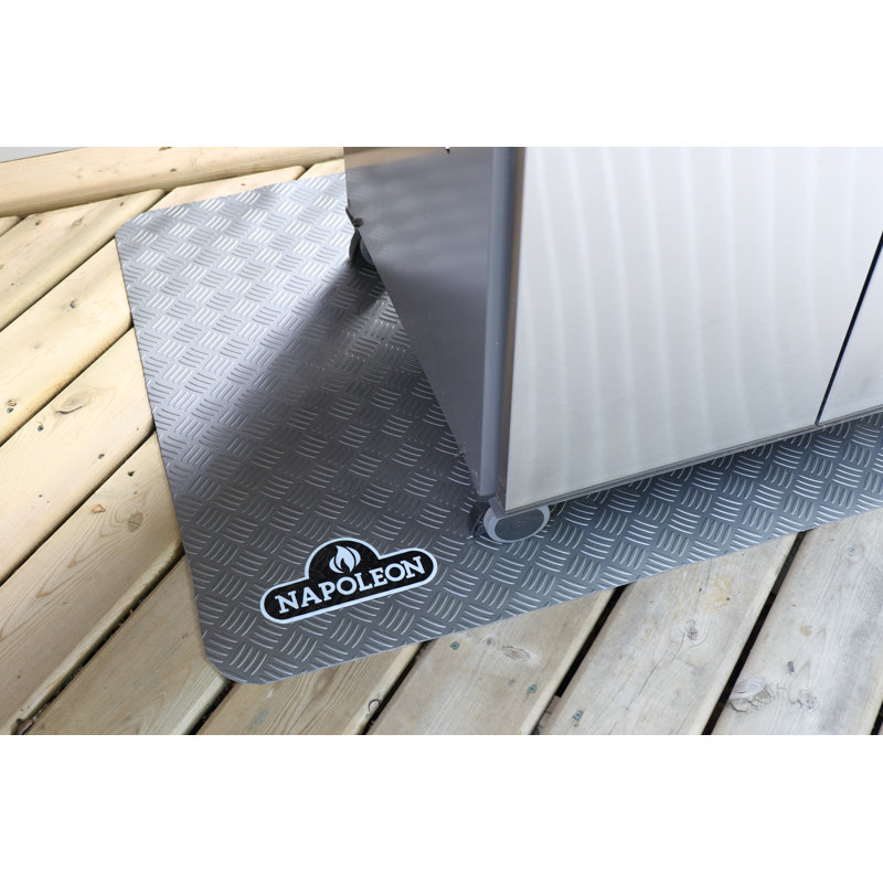 Gray Non-Slip Diamond Plate Grill Mat 32" x 47"