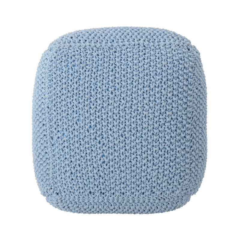 Tenacia Upholstered Pouf, Teal Cotton