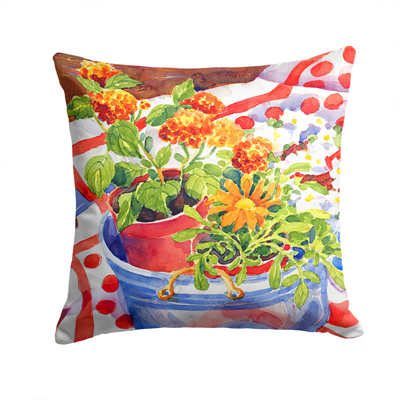 Coussin décoratif intérieur/extérieur carré à fleurs avec un côté de citrons