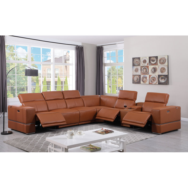 Marco Collection Carmel Sectional Genuine Leather Reclining , Carmel Genuine Leather