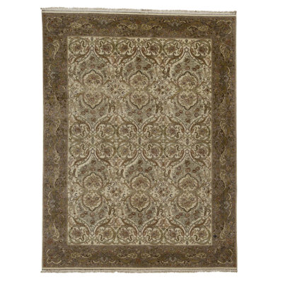 Tapis ivoire et brun noué à la main de haute qualité