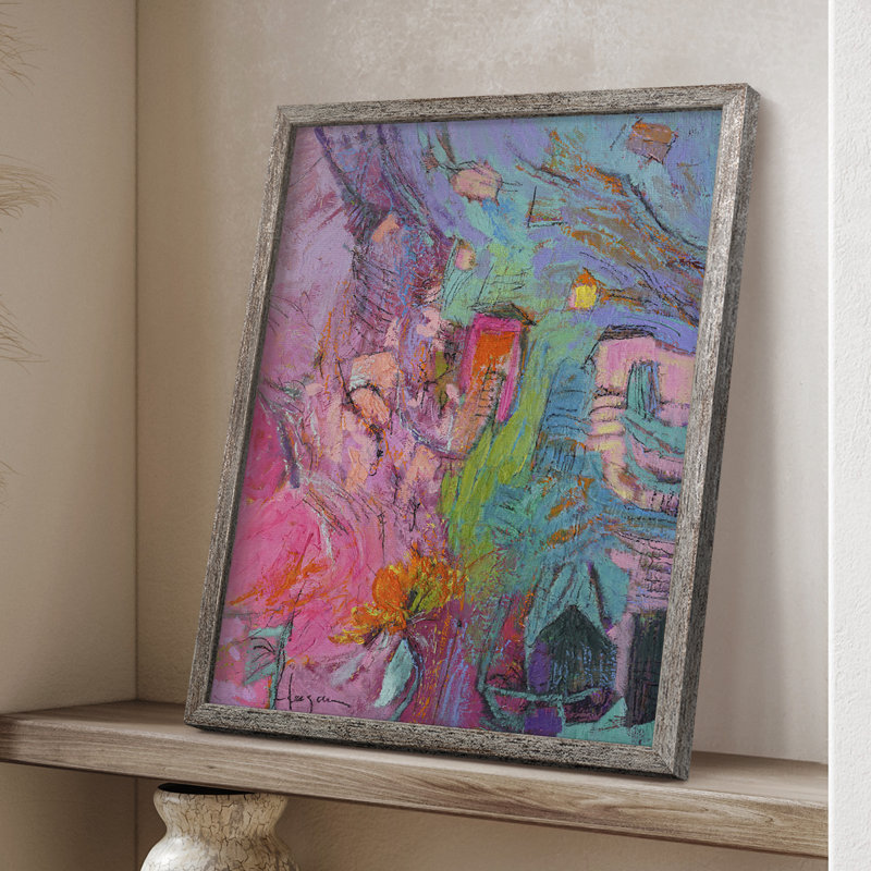 «My Pink House», reproduction encadrée - bois massif, H 11 po x l 9 po