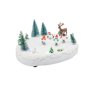 Snowmen Ice Skating Rink Christmas Theme Animated Village