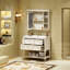 Meuble-lavabo de 36 po avec armoire à pharmacie, armoire à miroir moderne avec tablette réglable, armoire de rangement pour salle de bain à 4 tiroirs, armoire de rangement pour cadre de salle de bain en bois massif-102299644