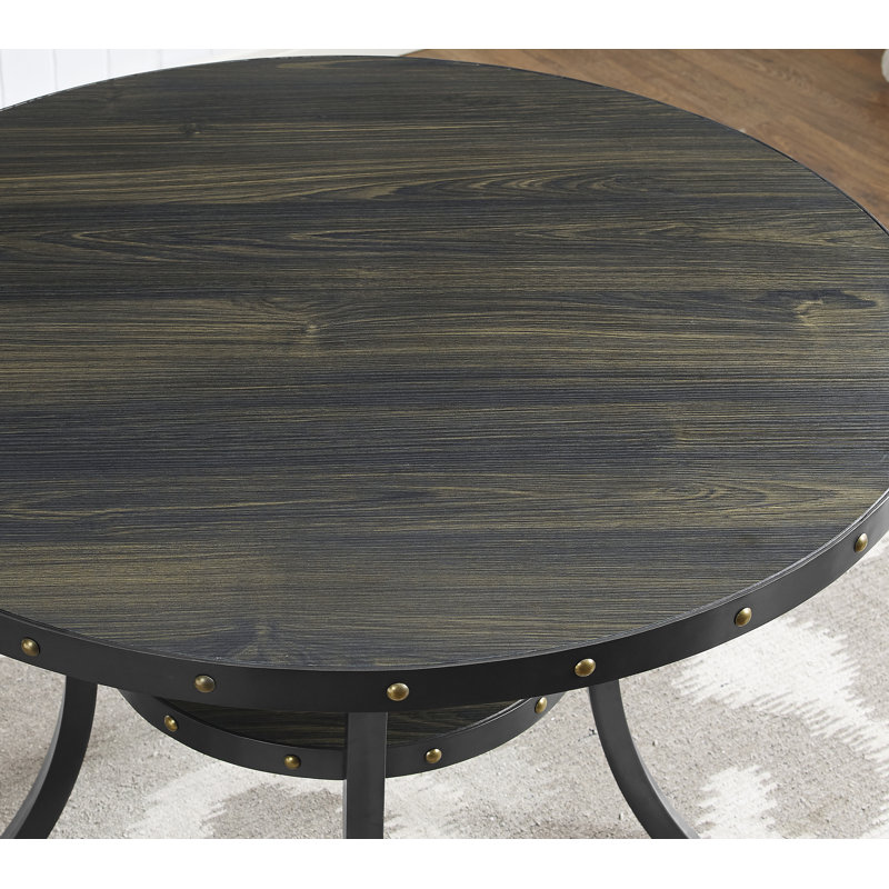Ensemble de salle à manger élégant en bois espresso avec chaises cloutées confortables pour un espace repas harmonieux et invitant