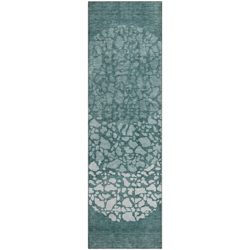 Premium Machine Washable Cerrito Teal Rug, Runner 2'3" x 7'6"