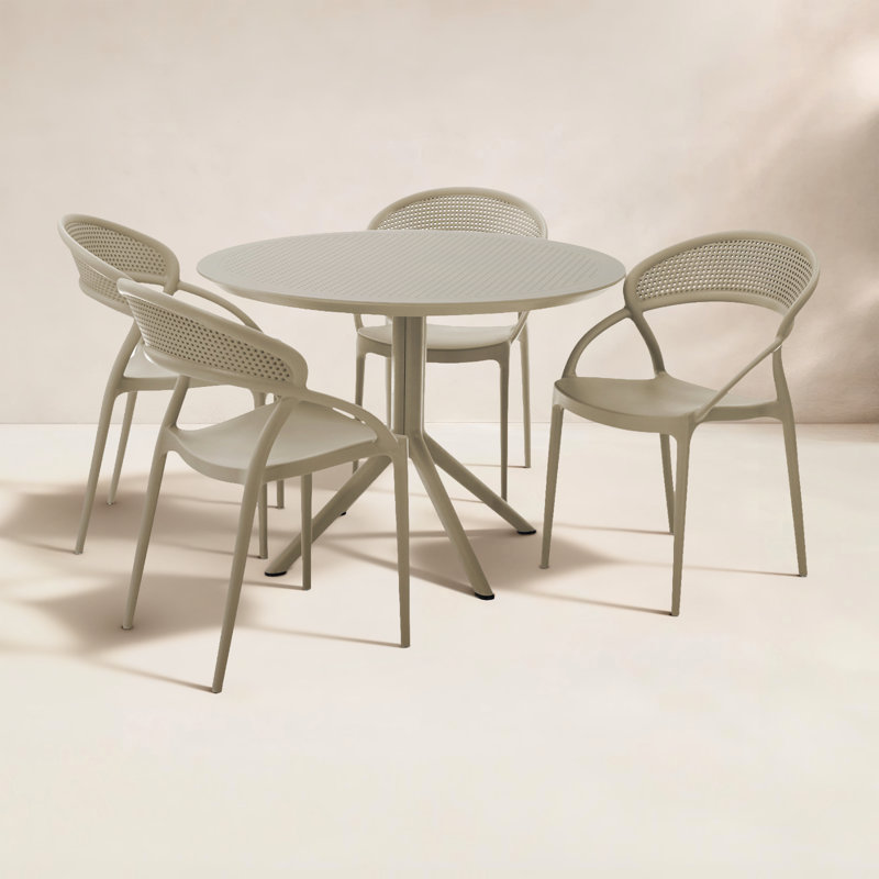 Farrah Sunset 5 Person Dining Set, Taupe