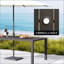 Table de patio carrée en métal à lattes durable pour 8 personnes, parfaite pour les repas en plein air avec trou pour parasol, brun