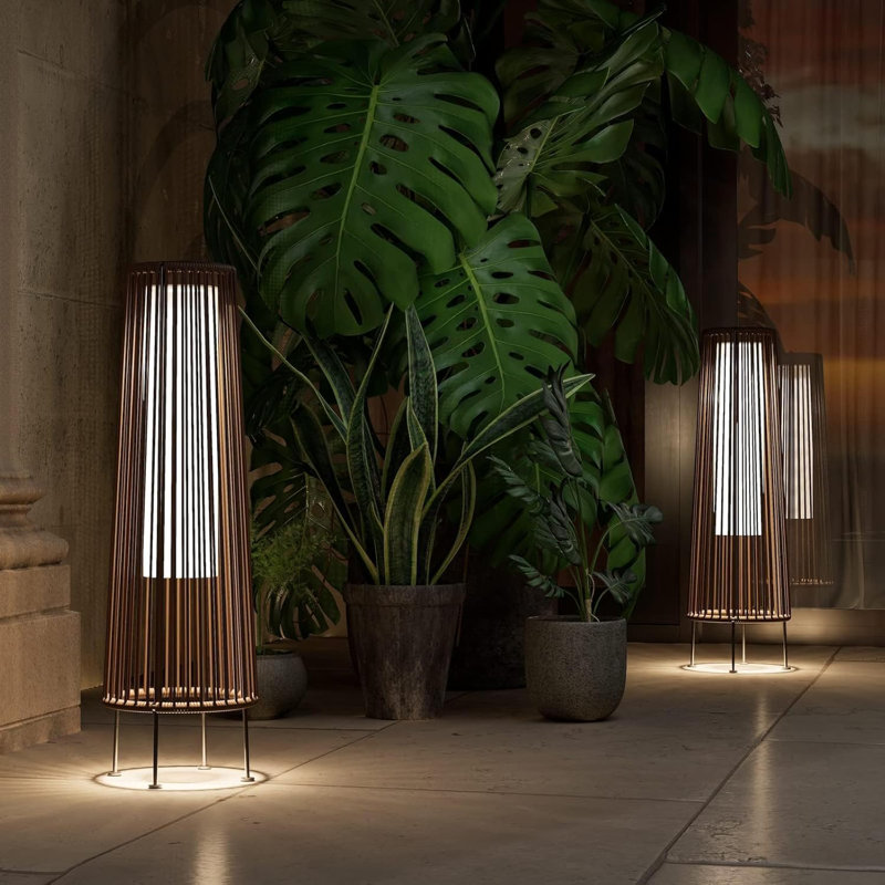 Russek 27'' LED Column Floor Lamp, Dark Brown