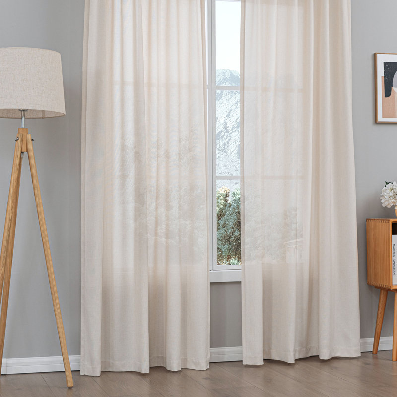 Paire de rideaux semi-transparents Dabachi, L 52 po x L 108 po, Crème
