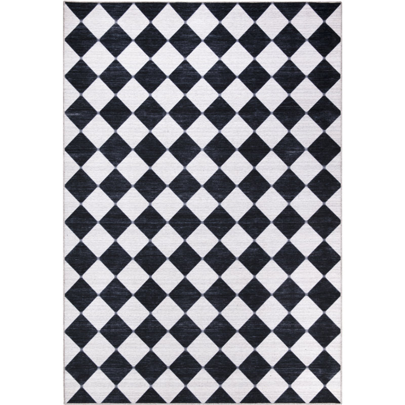 Jarrel Rugs Parker PAR120A Modern Diamond Checkered Cream Black Area, Rectangle 8'11" x 12'