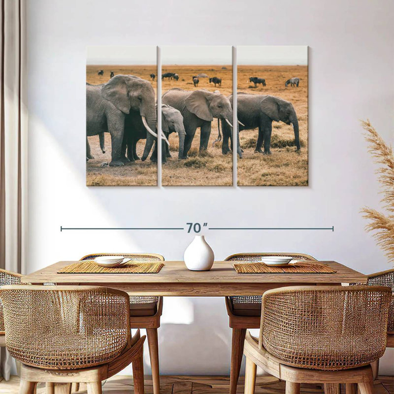 Amboseli Herd Of Elephants, 36" H x 57" W