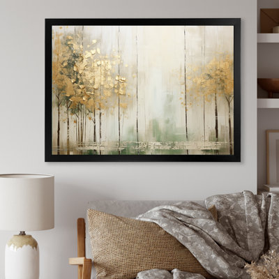 Minimalism Beige And Gold Forest II - Forest Canvas Print Wall Art