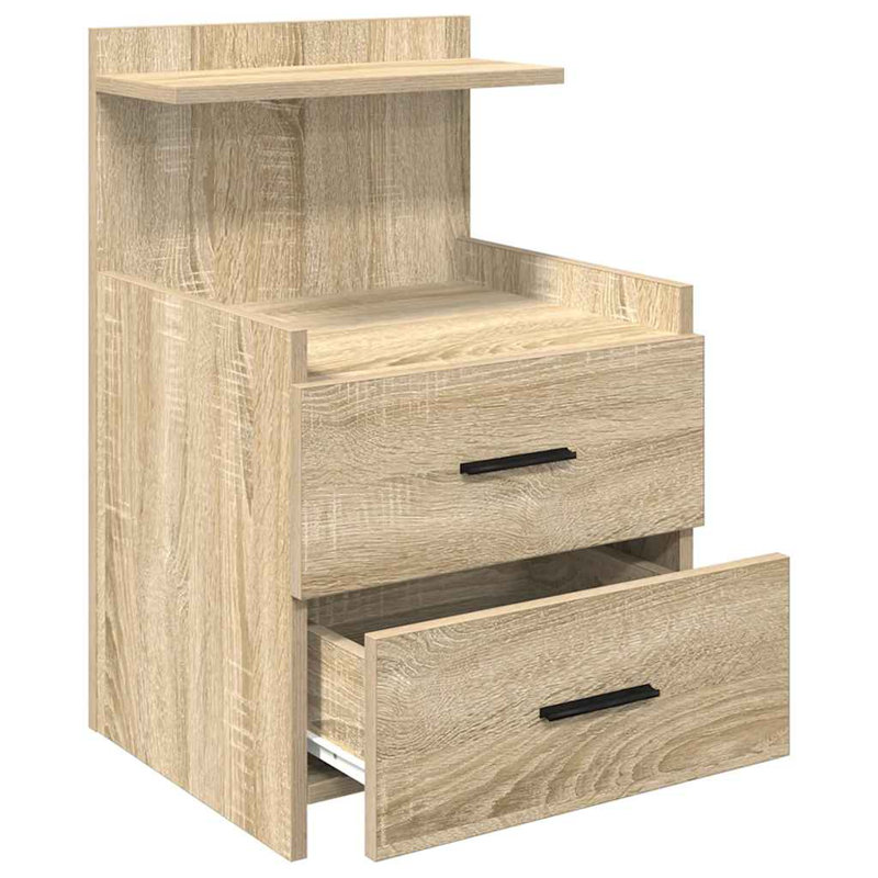 Bedside Cabinet With 2 Drawers 40X36.5X62 Cm, Sonoma Oak, 1