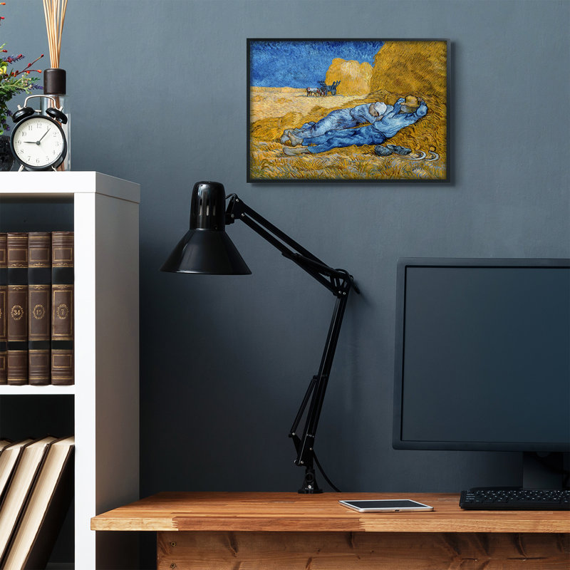 " Break Time Yellow Blue Van Gogh Classical " by Vincent Van Gogh, Midnight Black Framed Giclee, 16" H x 20" W x 1.5" D