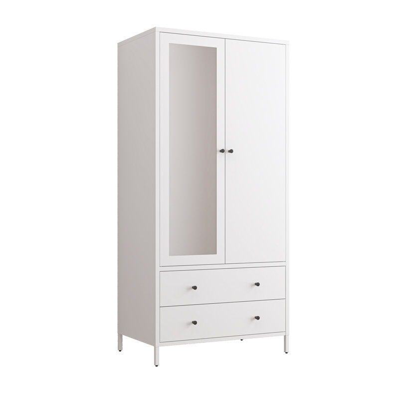 Armoire de rangement en métal pour vêtements, Blanc