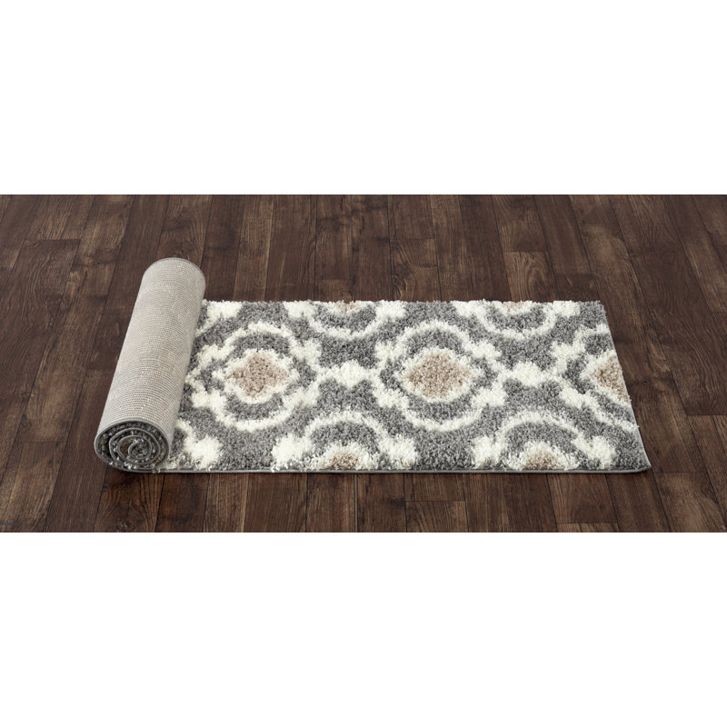 Tapis marocain gris foncé Hegwood, Tapis de couloir 2 pi x 10 pi