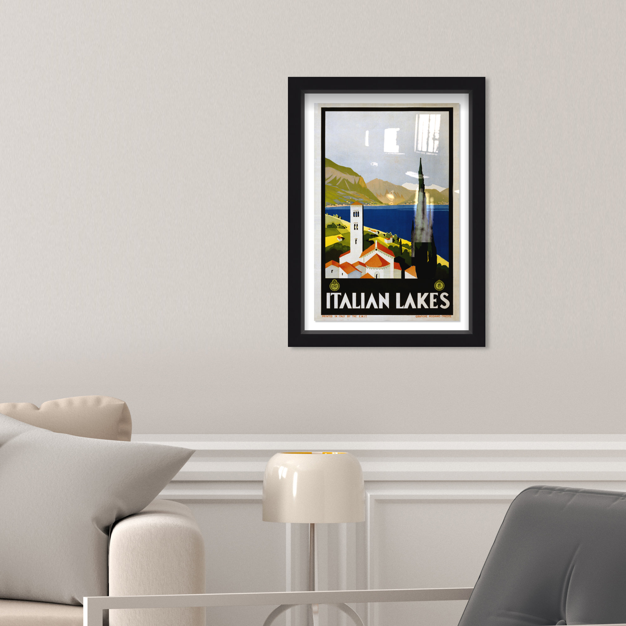 Italy, Black Framed, 37" H x 25" W x 1" D