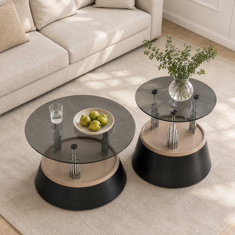 Ensemble de 2 tables basses gigognes, Noir