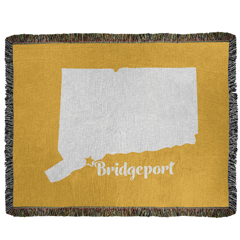 Jeté en coton tissé bridgeport connecticut, l 60 po x L 80 po, Jaune