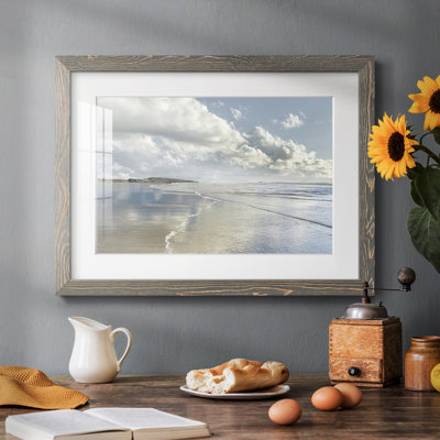Plage infinie - reproduction encadrée rustique avec tableau mat