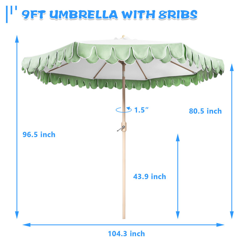 Parasol Adahir 108 avec contrepoids inclus, Vert, Beige