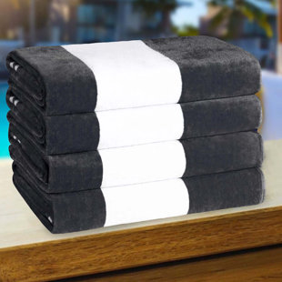 Flip Black White Stripe Jacquard Hand Towel