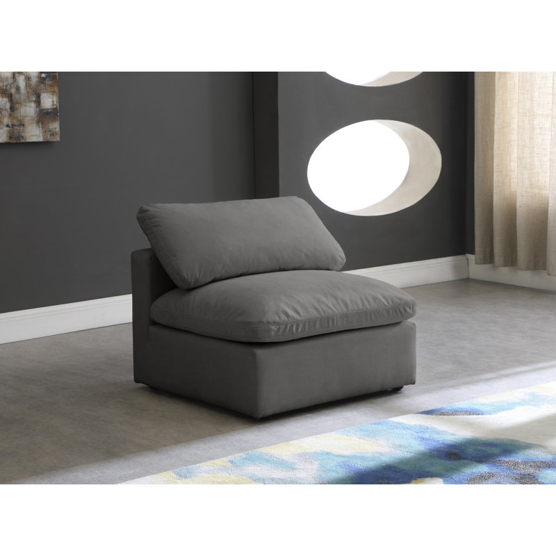 Canapé modulaire en velours 35 po Atixhe, Velours gris