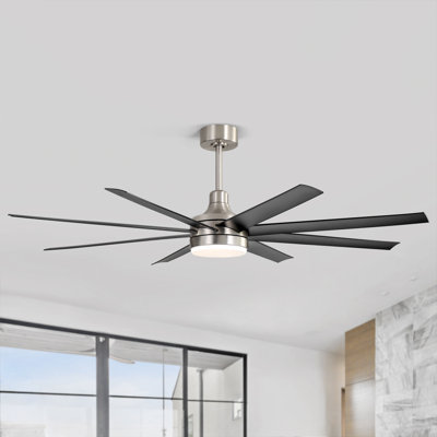 Jamii-Leigh 65/72/84 inch Large Indoor/Covered Outdoor Modern Ceiling Fan with Led Lights and Remote, 6-Speed, Reversible Quiet DC Motor, Timer, 8-ABS-Blade