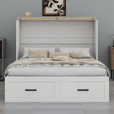 Lit escamotable avec lit plateforme escamotable et grand tiroir de rangement Murphy