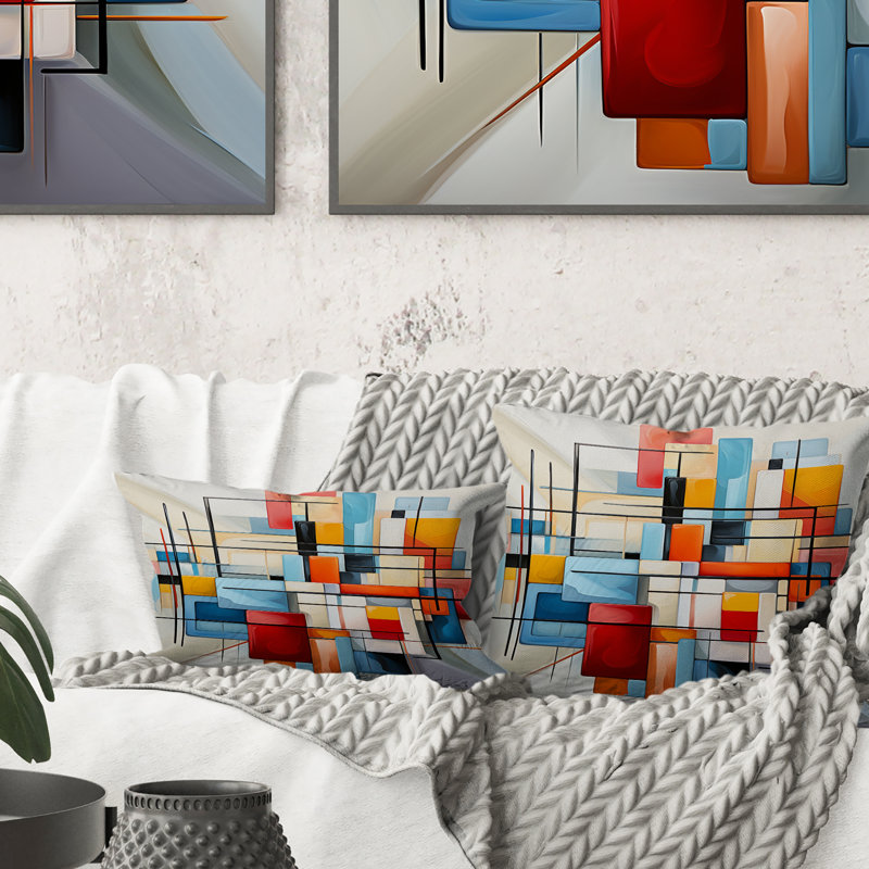 Geometric Abstraction Composition III - Abstract Geometric Printed Throw Pillow
