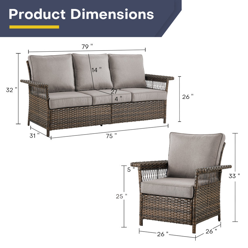 Anferney 5 - Person Outdoor Sofa Seating Group with Cushions, Gray