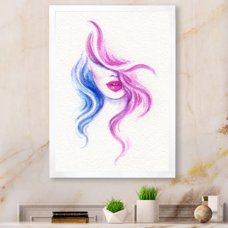 Illustration de mode rose pour femme - sur, H 12 po x l 8 po x P 1 po, Impression blanche sur toile encadrée