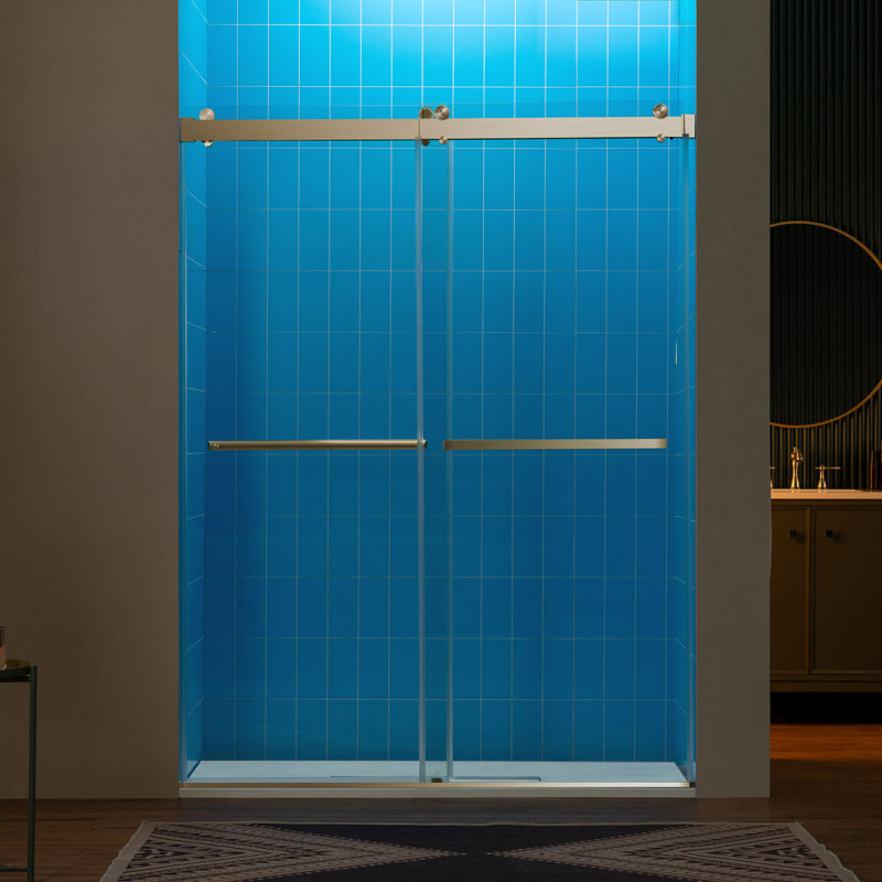 WOODBRIDGE Frameless Double Sliding Shower Door with Soft Close System, 56-60" Width x 80"Height with 3/8"(10mm) Clear Tempered Glass