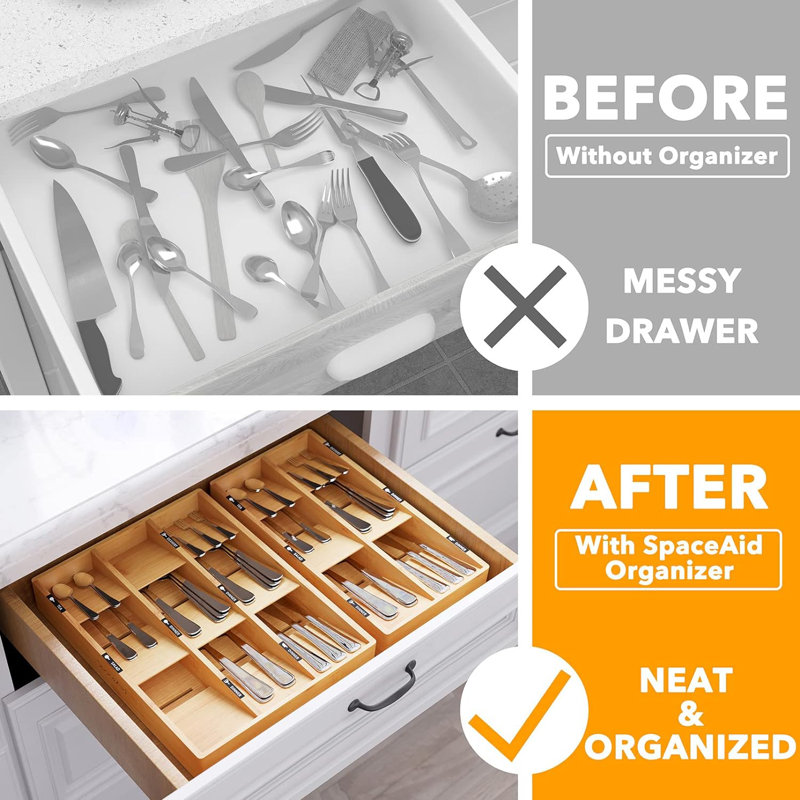 Callas 2.4" H x 15.6" W x 8" D Flatware & Kitchen Utensils Drawer Organizer