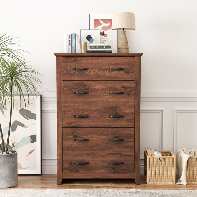 Airlee 31'' W 5 - Drawer Dresser, Dark Brown