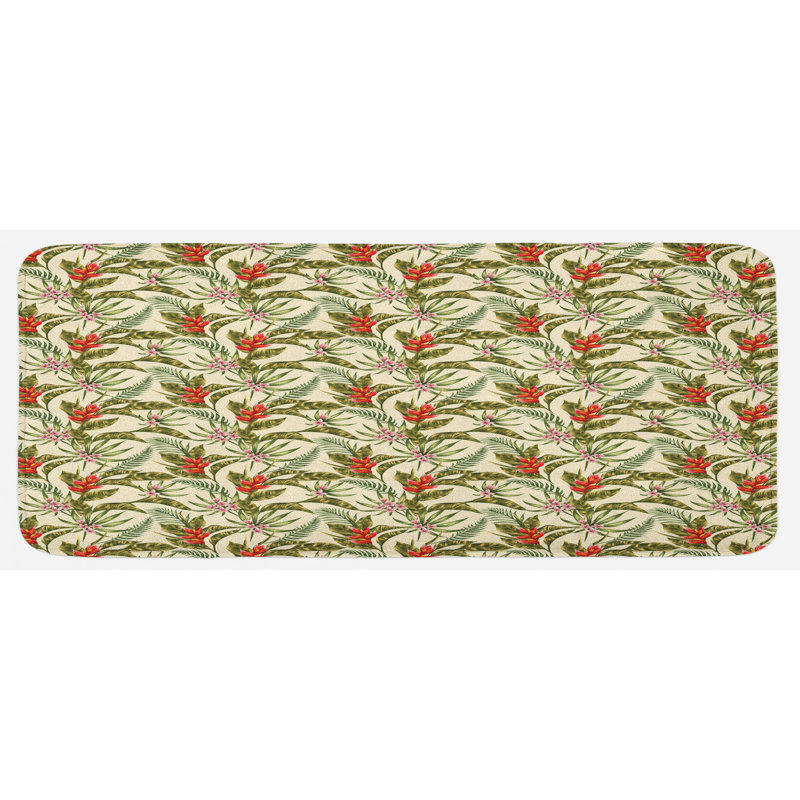 Coastal Floral Synthetic Kitchen Mat