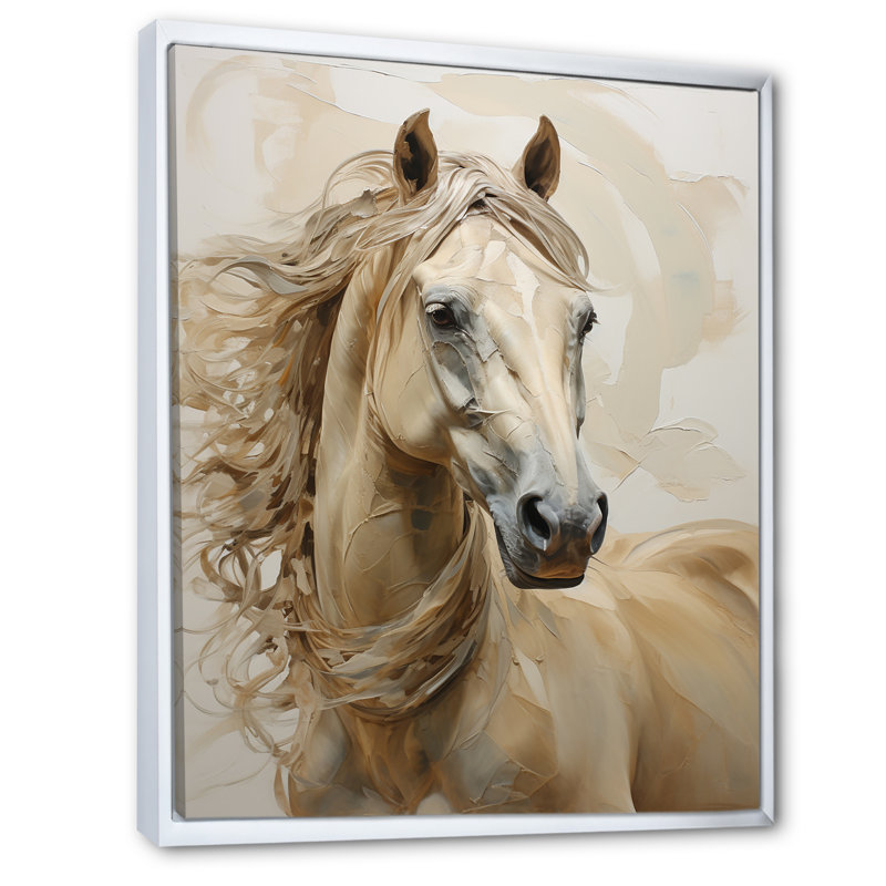 Portrait de cheval sophistiqué I, H 20 po x l 12 po x P 1 po, Cadre flottant blanc