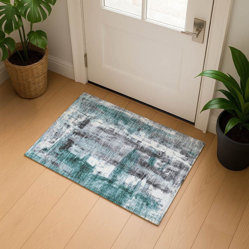 Premium Machine Washable Mouton Abstract Rug, Rectangle 1'8" x 2'6"
