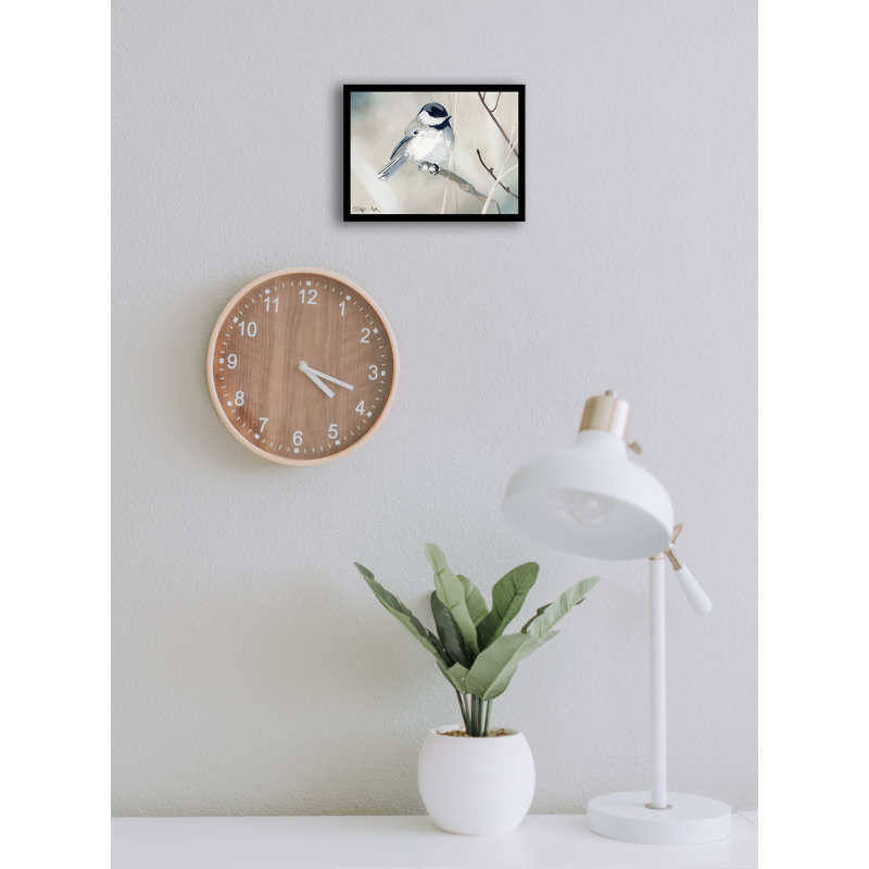 «Little Bird», reproduction d'aquarelle sur toile, H 10,5 po x l 12,5 po x P 1 po, Papier avec cadre noir, Pas de tapis