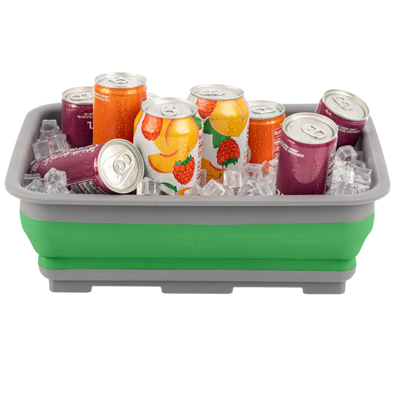 Bac de lavage pliable multiusage - Lavabo portable / bac à vaisselle / seau à glace avec capacité de 7,27 L, Vert