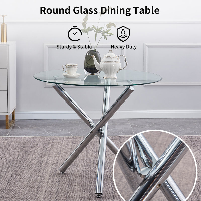 Chiquetta 2 - Person Glass Top Three Leg Dining Set