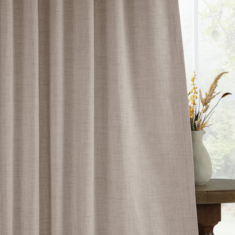 100% Blackout Curtains 50 Inch Faux Linen Thermal Insulated Blackout Drapes For Bedroom Window (Set Of 2 Panels), Faux Linen